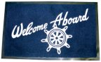 Welcome Aboard Mat 18"x 27" - Navy w/White Lettering